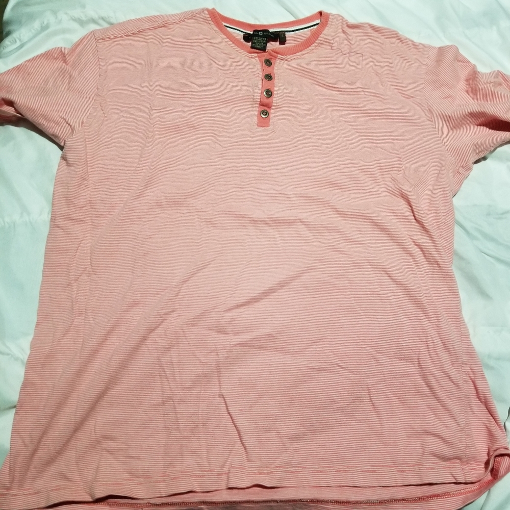 Striped short sleeve Henley shirt